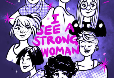 EineGruppe diverse Frauen steht um den Schriftzug I see a strong Woman